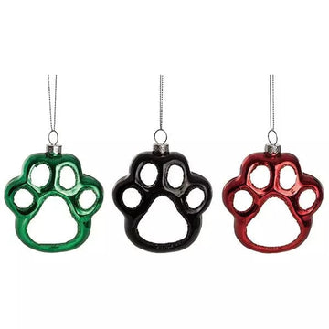 Kelli's Ornament Glass Paw Print Holiday Ornament